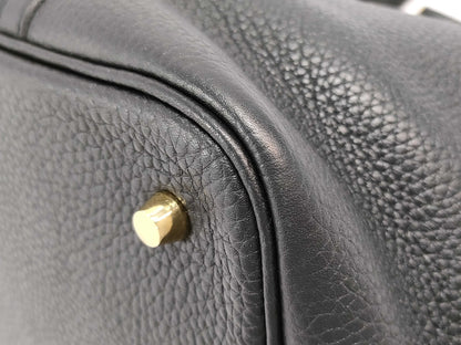 HERMES Picotin Lock 22 Black Handbag with Gold Hardware and D Stamp