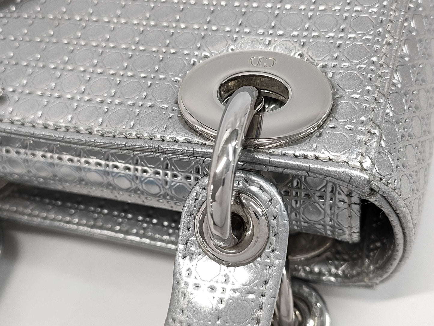 Dior Lady Dior Silver Handbag