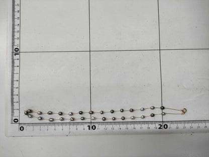 Semi-round pearl necklace, diameter approximately 4.0-4.7mm, 14K gold, 5.2g 