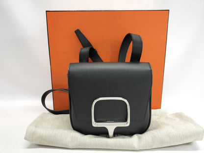 HERMES Della Cavallé Black Silver Hardware Shoulder Bag