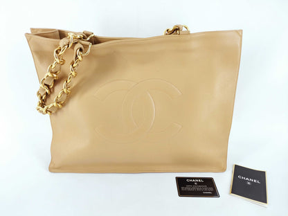 CHANEL Coco Mark Deka Coco Chain Tote Bag, Beige, No. 3