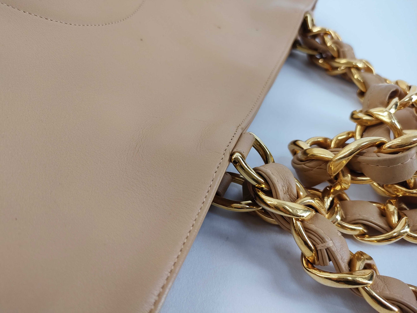 CHANEL Coco Mark Deka Coco Chain Tote Bag, Beige, No. 3