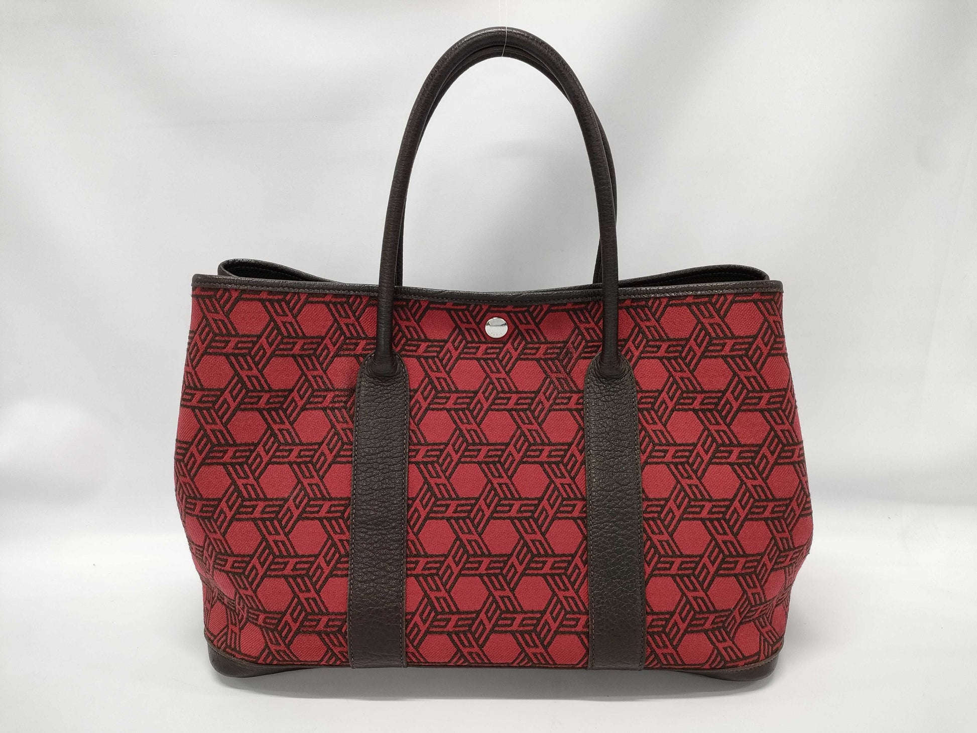 HERMES Garden Party PM 36 Toile Seau H Bordeaux Brown with Silver Hardware and K Stamp