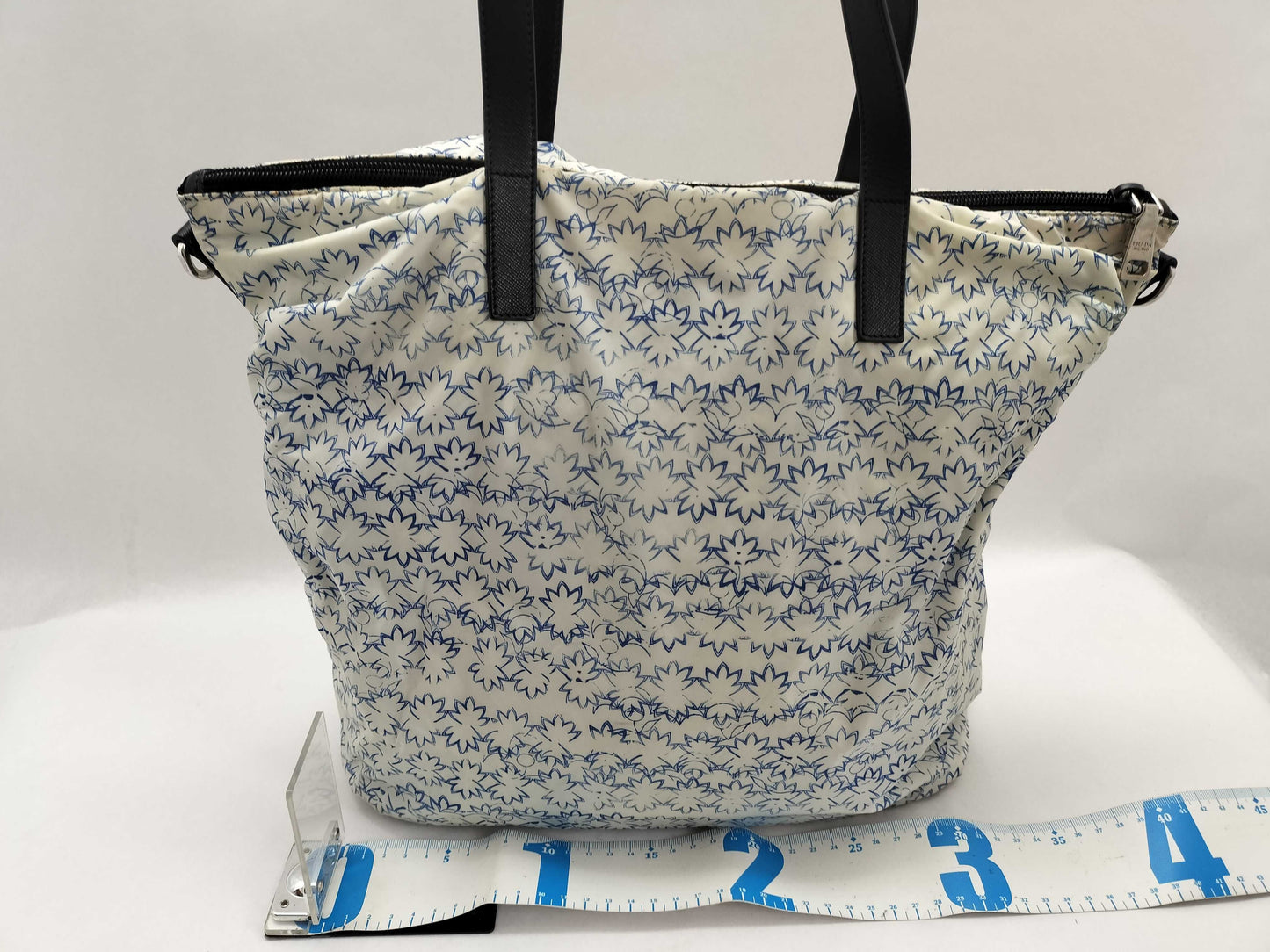 PRADA PRADA 2240003405695 2-way Floral Print Tote Bag, White