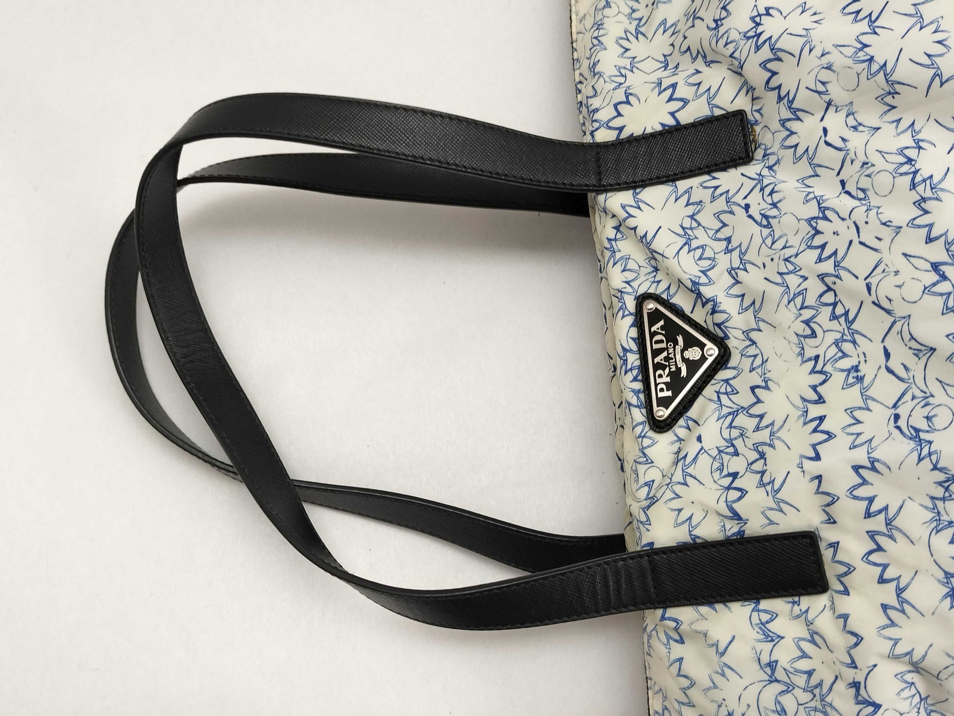 PRADA PRADA 2240003405695 2-way Floral Print Tote Bag, White