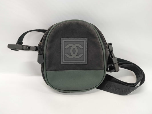 CHANEL CHANEL Sport Line Canvas Shoulder Bag 8557503 Black x Green Shoulder Bag