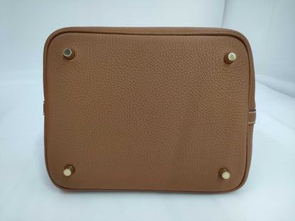 HERMES Picotin MM Taurillon Gold Handbag with G Hardware and K Stamp