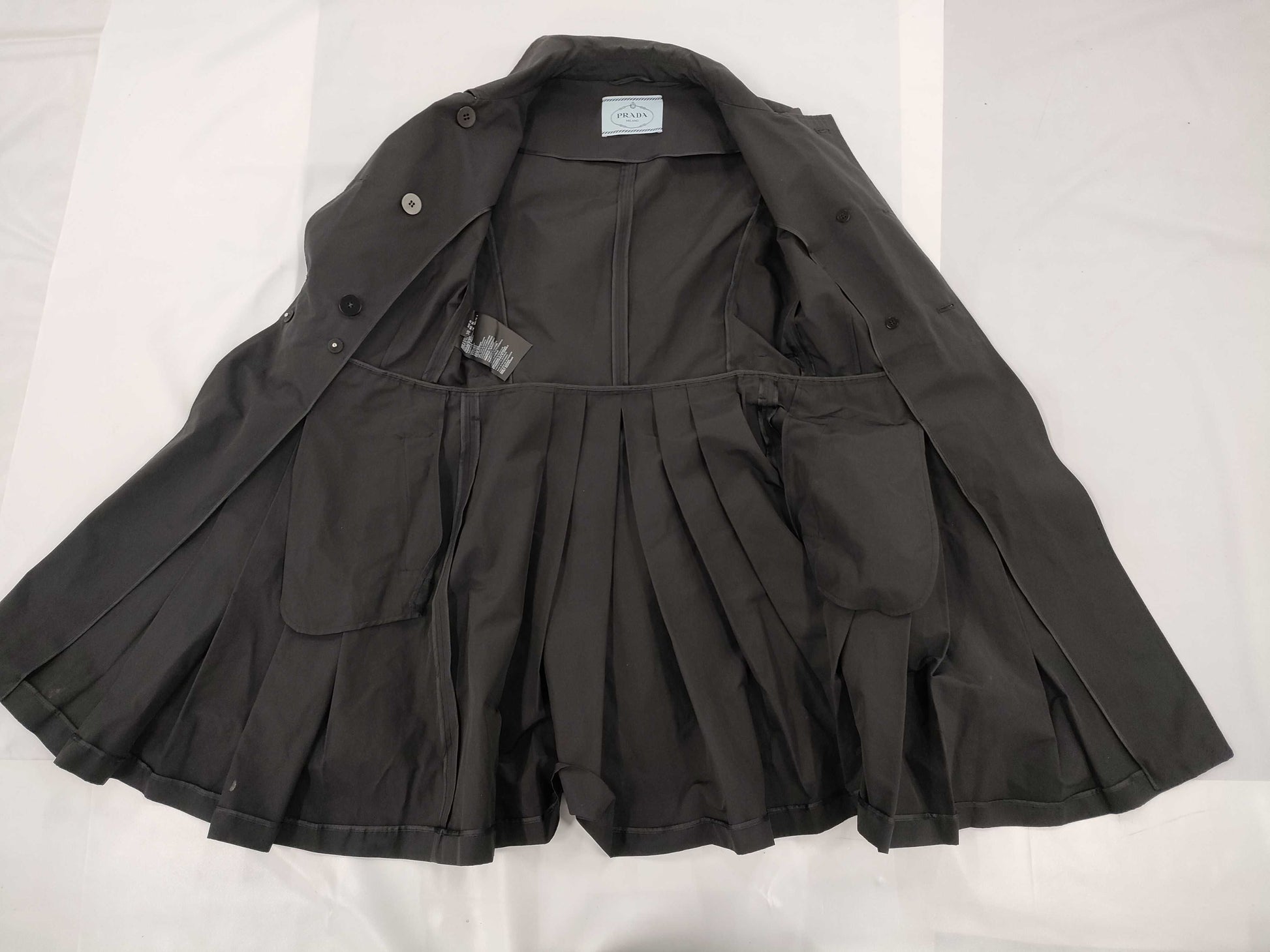 PRADA PRADA Prada Nylon Coat with Belt, Size 38, Black Coat