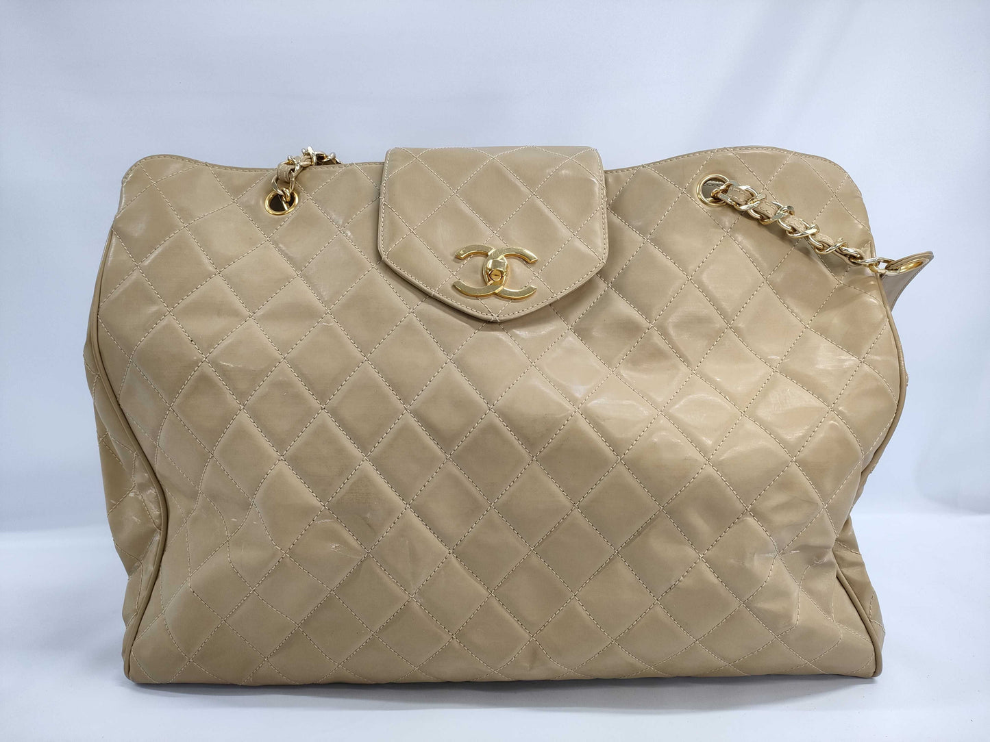 CHANEL Matelasse Supermodel Shoulder Bag Beige Tote Bag