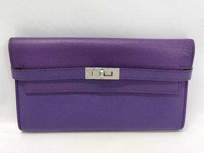 HERMES Kelly Wallet, Epson, Purple, P Stamped Wallet