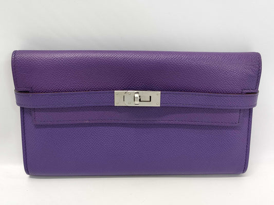 HERMES Kelly Wallet, Epson, Purple, P Stamped Wallet