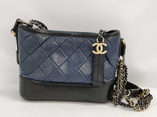 CHANEL Gabrielle Small Navy Shoulder Bag