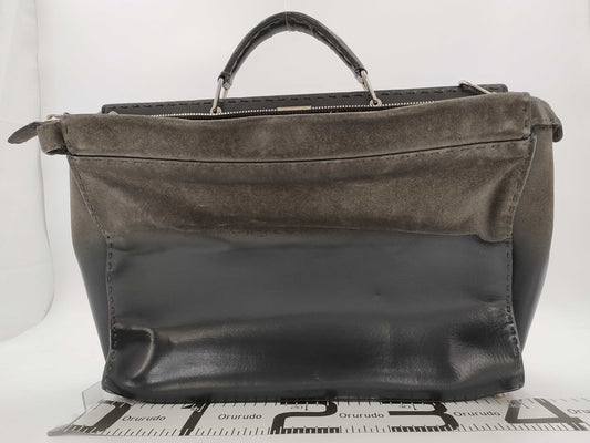 FENDI Peekaboo Selleria Leather Suede Handbag Bag