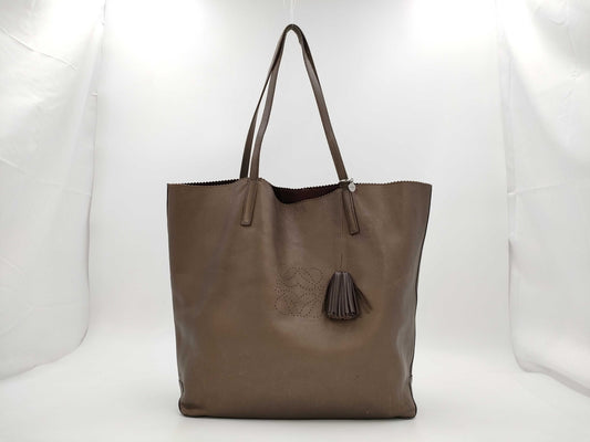 LOEWE Punching Anagram Fringe Leather Tote Bag