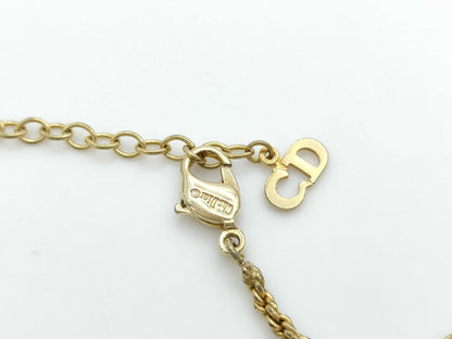 Dior CD Logo Rhinestone Square Necklace Gold Necklace