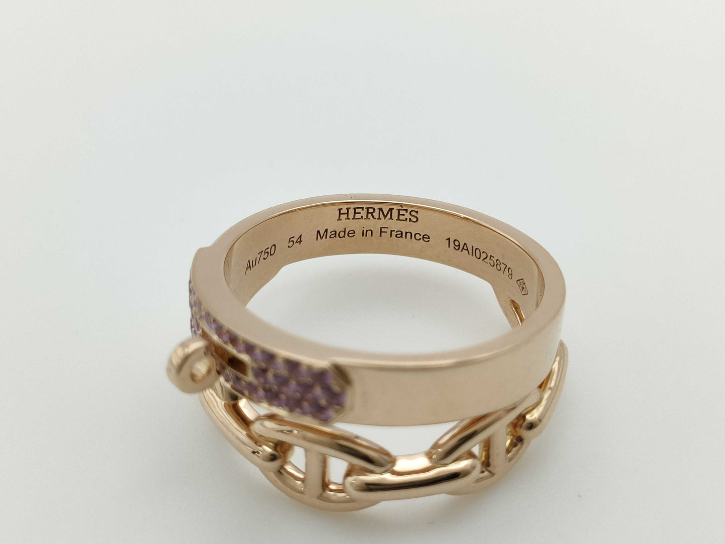 HERMES Alsimi #54 Pink Sapphire PG Au750 7.8g Ring 
