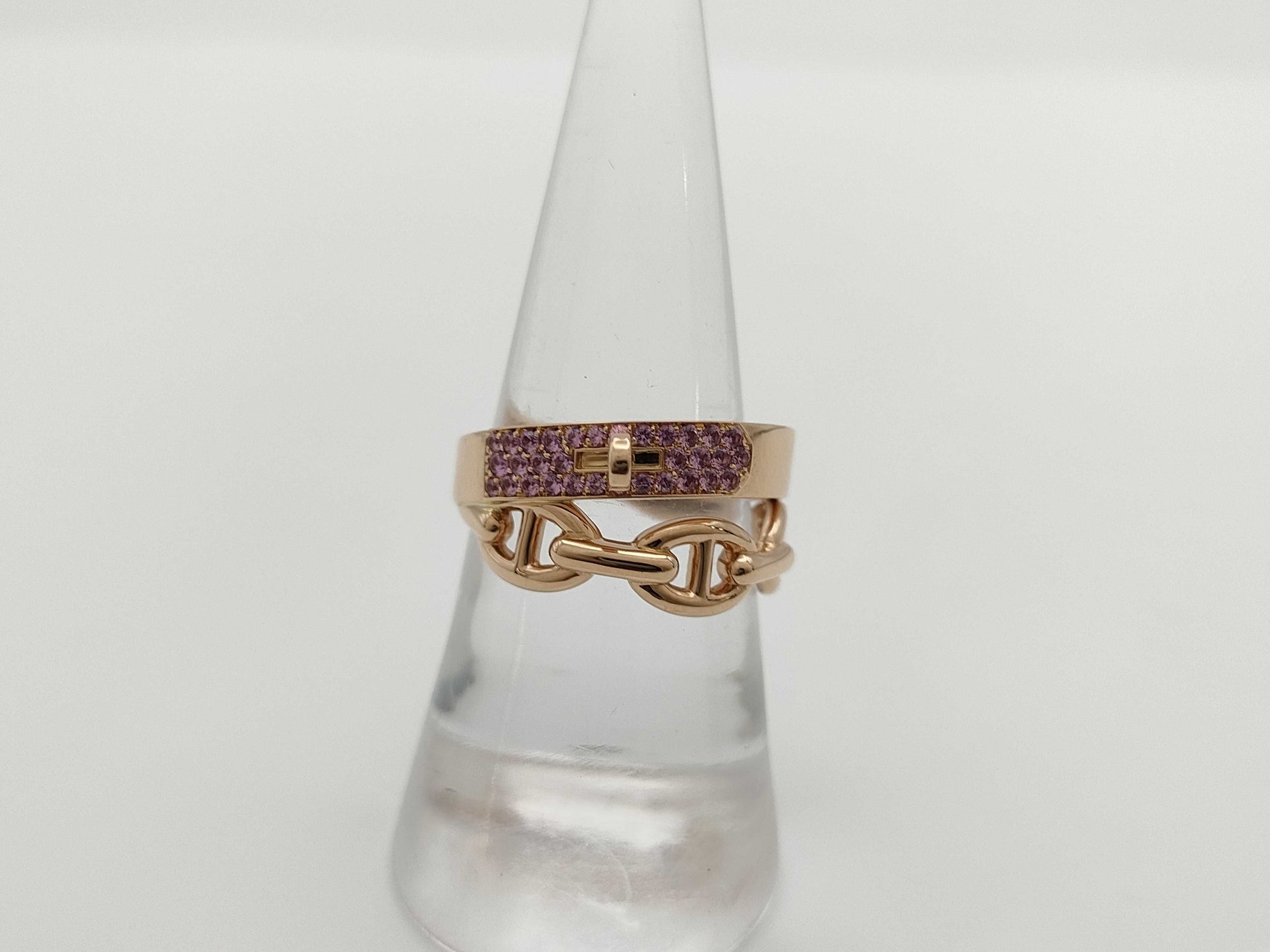 HERMES Alsimi #54 Pink Sapphire PG Au750 7.8g Ring 