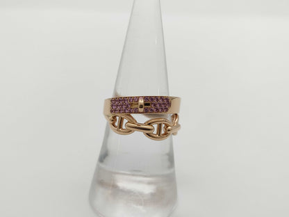 HERMES Alsimi #54 Pink Sapphire PG Au750 7.8g Ring 