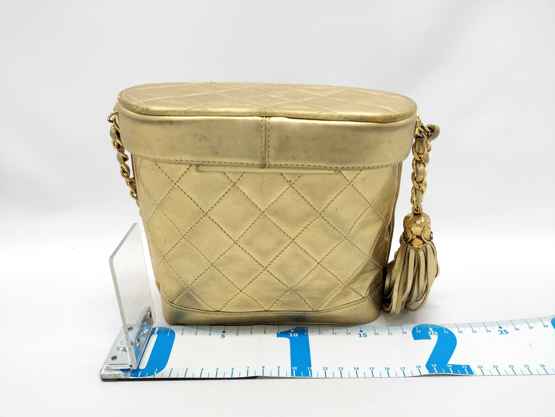 CHANEL Matelasse Fringe Chain Shoulder Bag in Gold