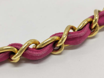CHANEL Satin Chain Shoulder Bag Pink