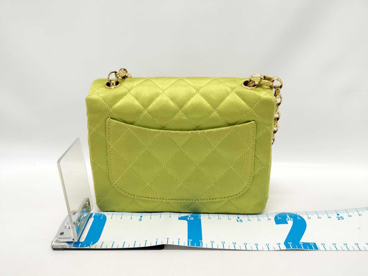 CHANEL Mini Matelasse Satin Chain Shoulder Bag in Light Green