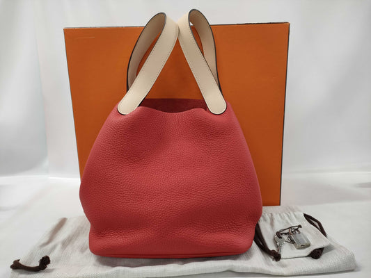 HERMES Picotin Lock MM Taurillon Clemence x Swift Leather Handbag