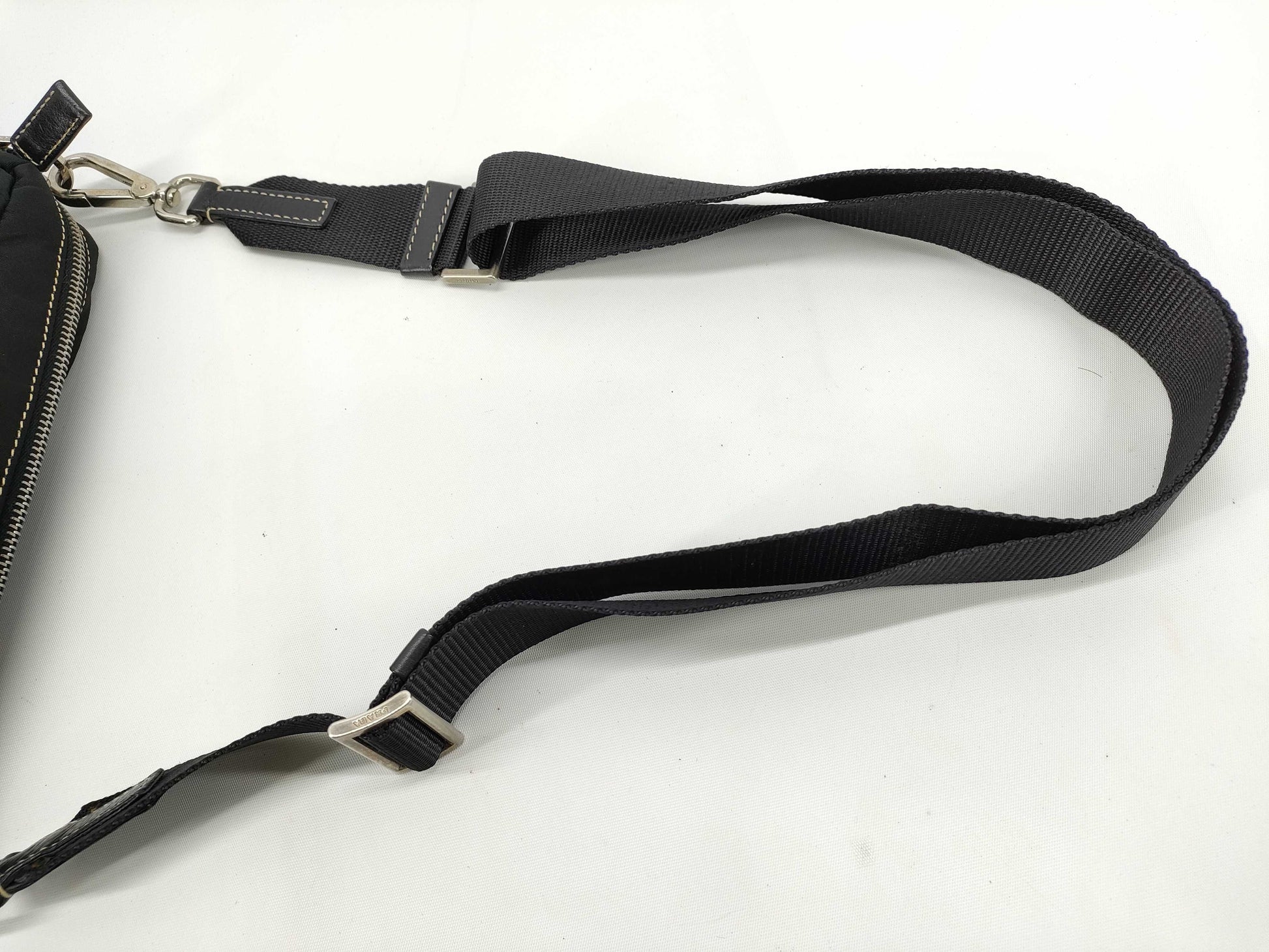 PRADA Nylon Prada Tessuto x Leather Shoulder Bag Black Shoulder Bag