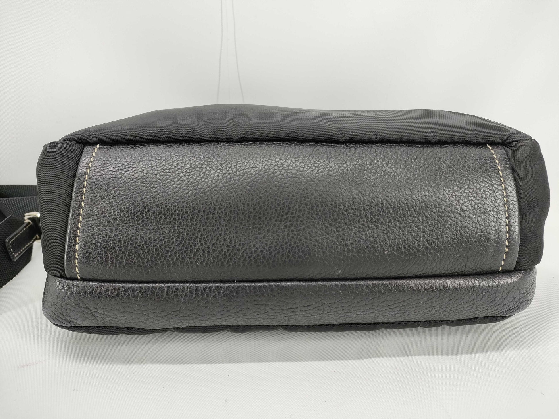 PRADA Nylon Prada Tessuto x Leather Shoulder Bag Black Shoulder Bag