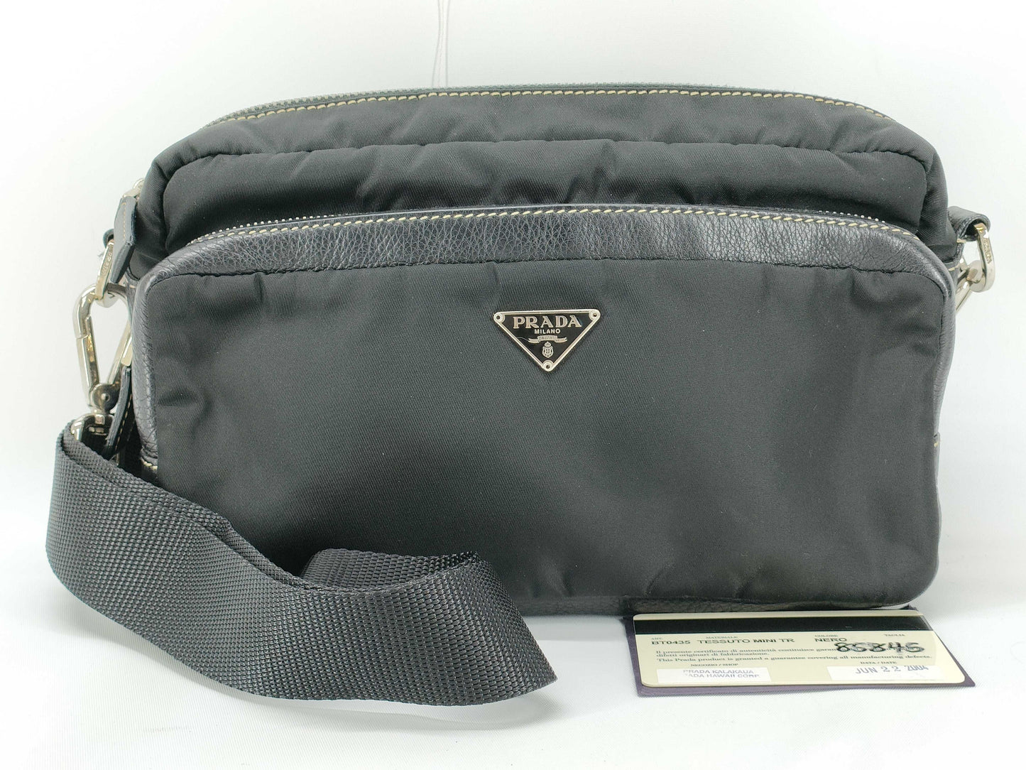 PRADA Nylon Prada Tessuto x Leather Shoulder Bag Black Shoulder Bag