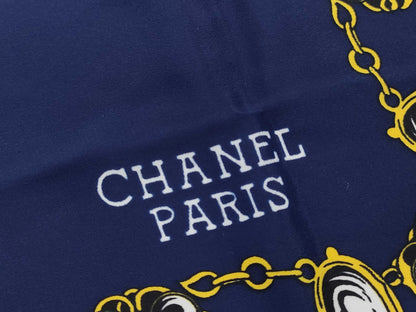 CHANEL Silk Scarf Navy