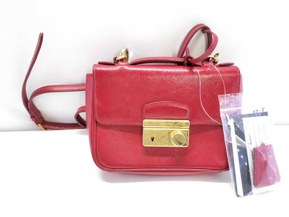 PRADA Mini Shoulder Bag Padlock Red Shoulder Bag