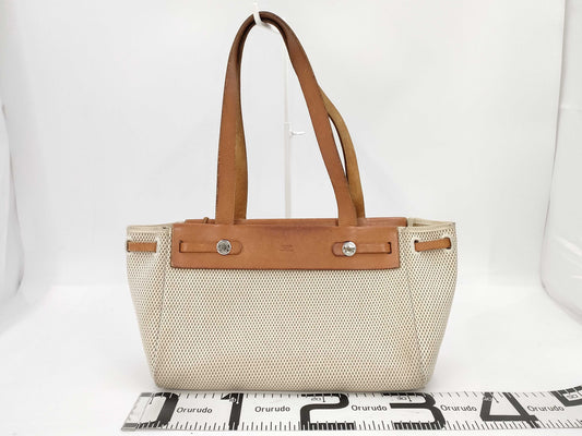 HERMES Hermes Air Bag Cabas □H Stamp/Brown x Beige/P Metal Fittings/Toile/Leather Tote Bag