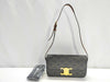 CELINE Claude Triomphe Shoulder Bag 194142/Black x Tan/Triomphe Canvas Shoulder Bag