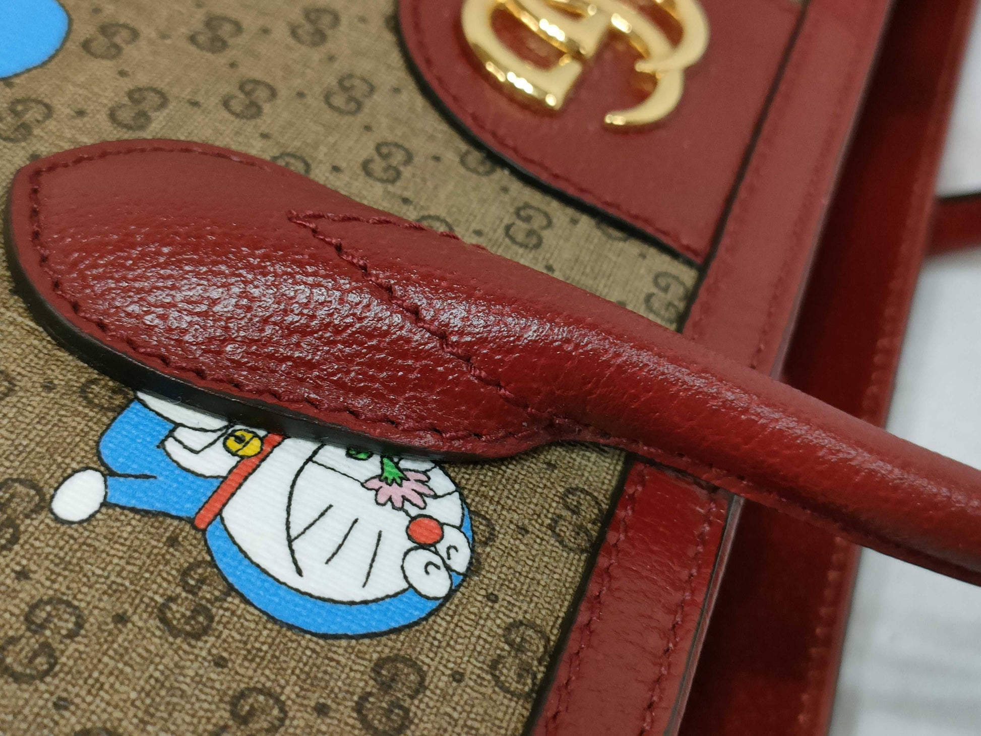 GUCCI GG Supreme Gucci 653952 Doraemon Mini GG Supreme Tote Bag