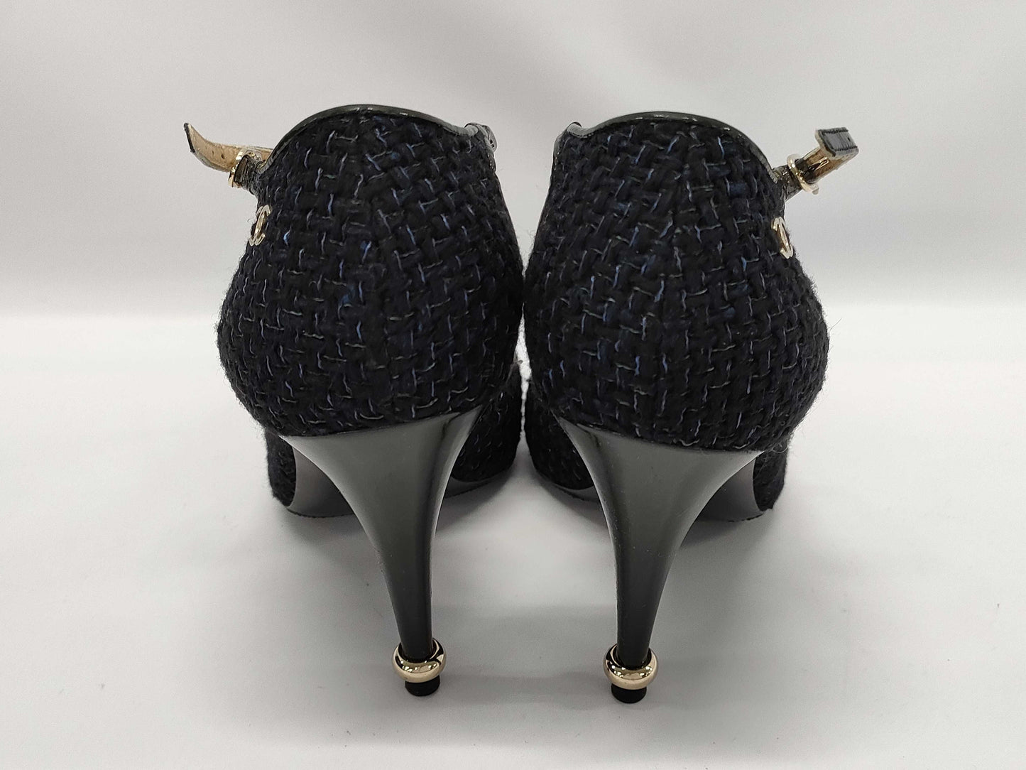 CHANEL Tweed Pumps with Coco Mark, Heel 36.5cm