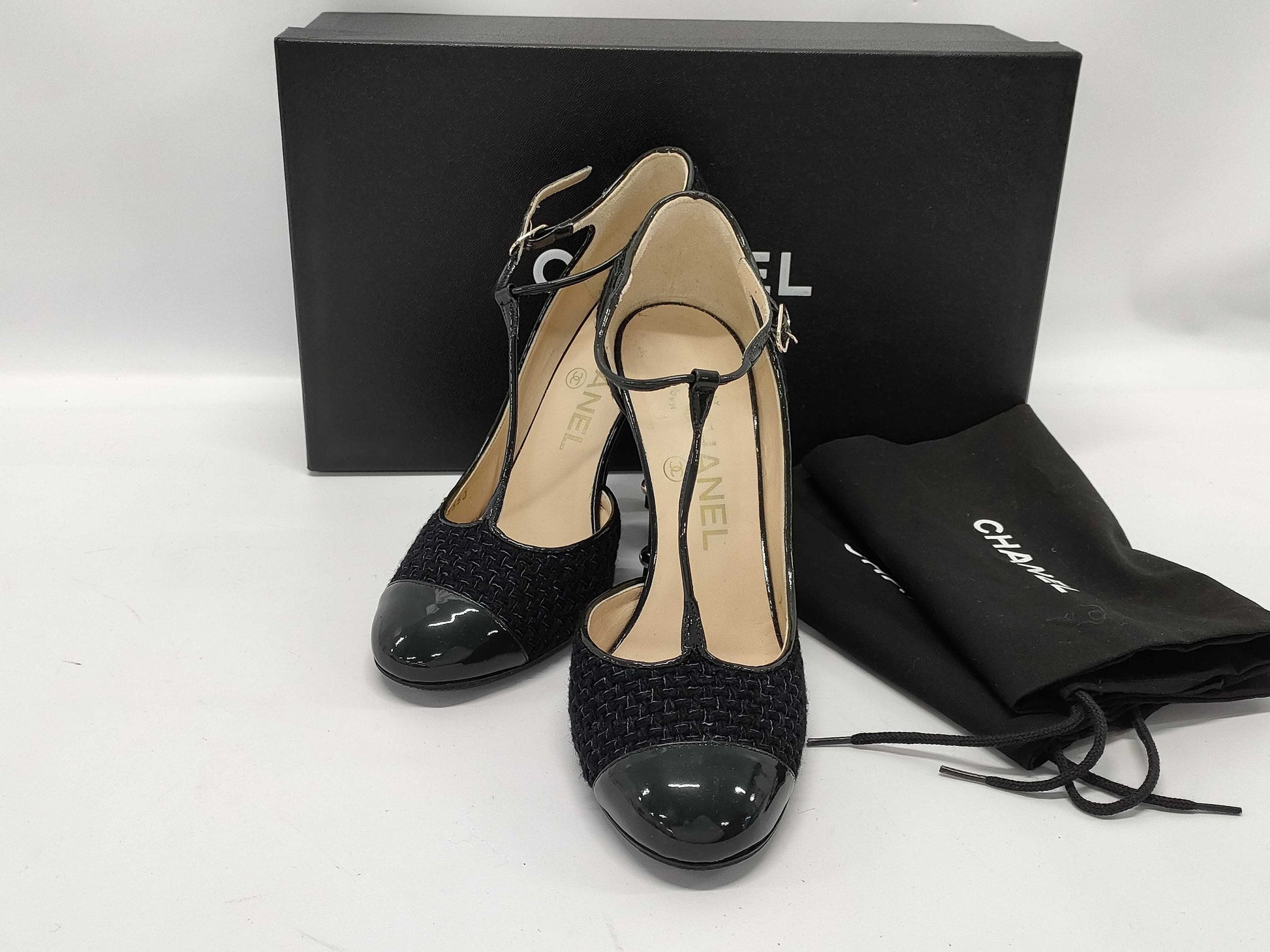 CHANEL Tweed Pumps with Coco Mark, Heel 36.5cm