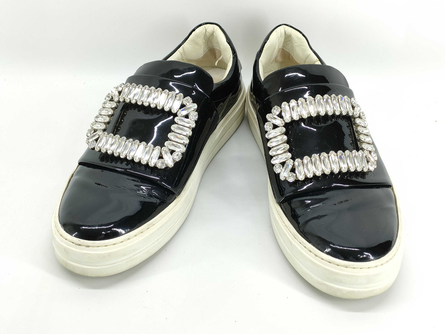 Roger Vivier Crystal Enamel Pumps, Black, Size 34.5, Loafers