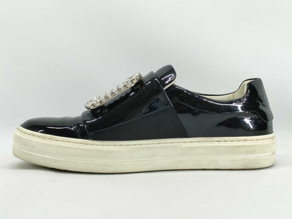 Roger Vivier Crystal Enamel Pumps, Black, Size 34.5, Loafers