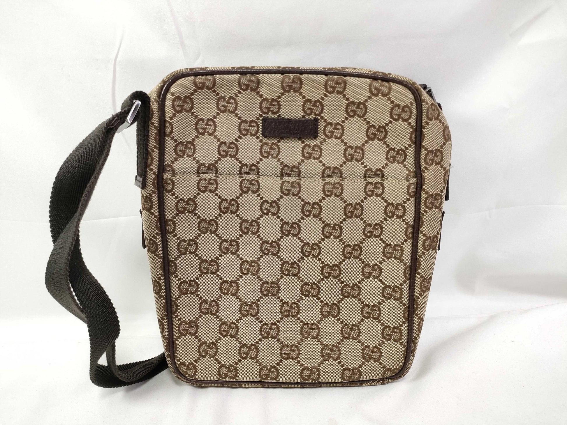 GUCCI Gucci Shoulder Bag GG Canvas 122759 Brown Leather Shoulder Bag