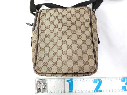 GUCCI Gucci Shoulder Bag GG Canvas 122759 Brown Leather Shoulder Bag