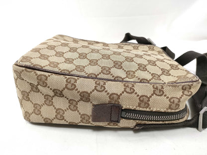 GUCCI Gucci Shoulder Bag GG Canvas 122759 Brown Leather Shoulder Bag