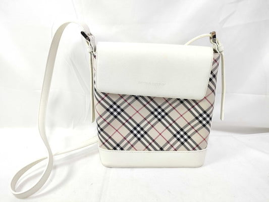 BURBERRY Shoulder Bag Nova Check Canvas Leather White Shoulder Bag