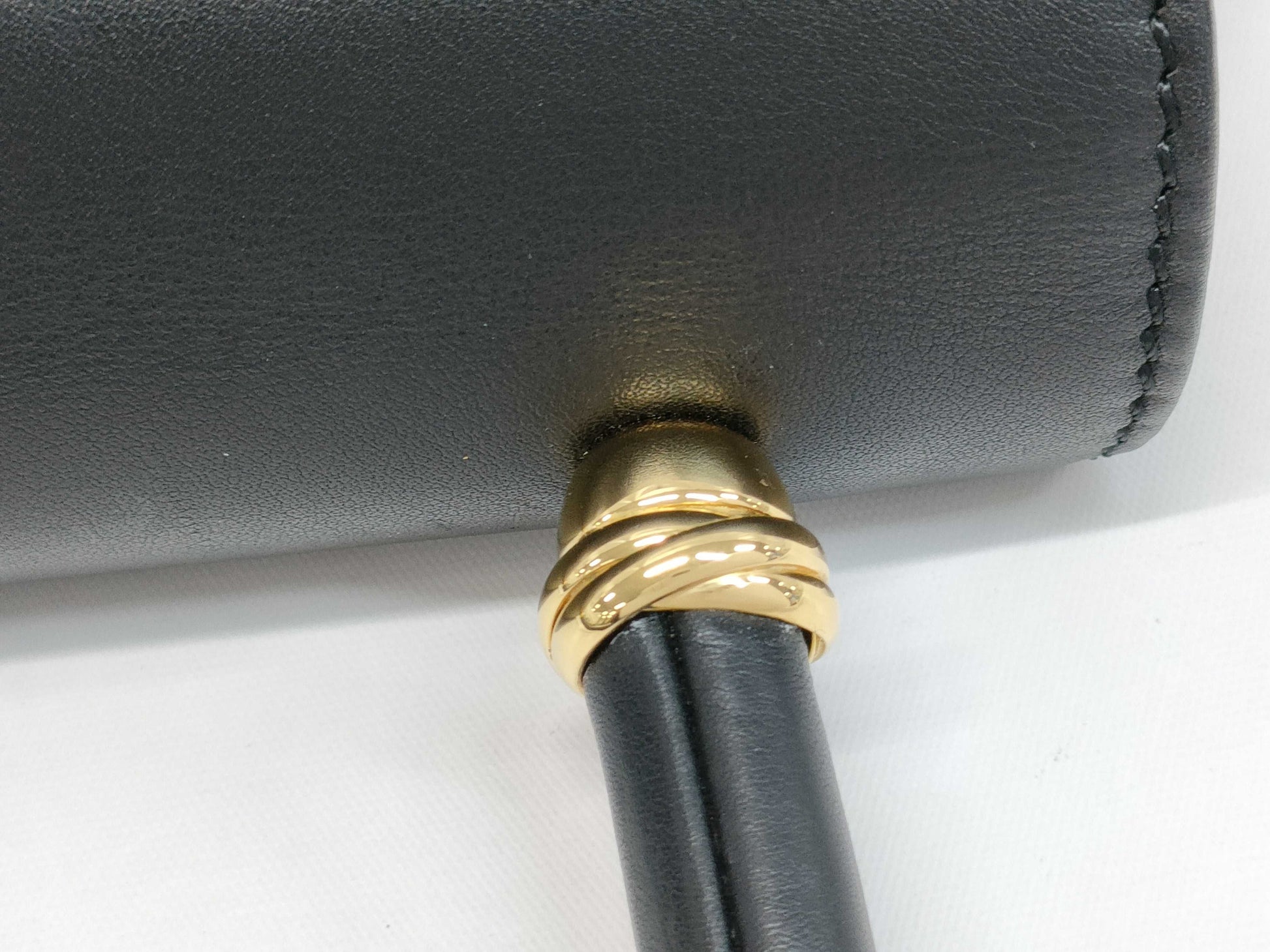 Cartier Panther Leather Black Top Handle Handbag