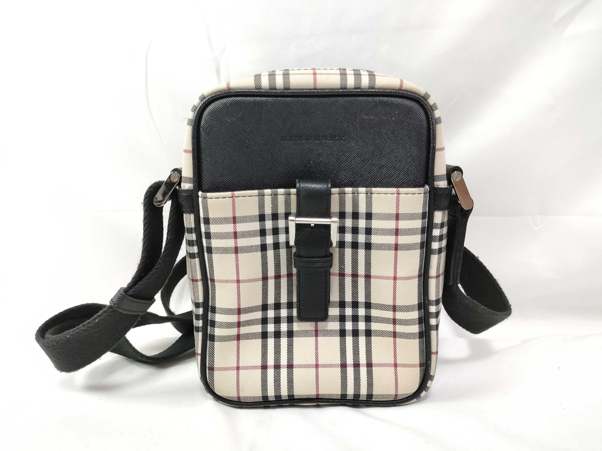 BURBERRY Nova Check Canvas and Leather Shoulder Bag