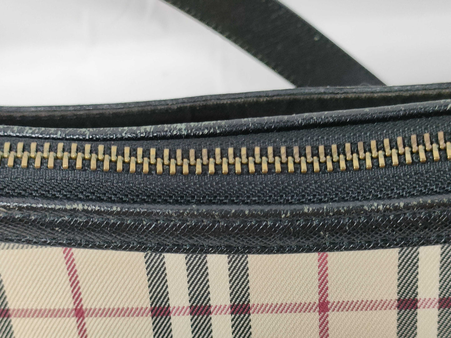 BURBERRY Nova Check Canvas Black Leather Shoulder Bag