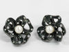 CHANEL Camellia F Pearl Rhinestone Earrings with Rice