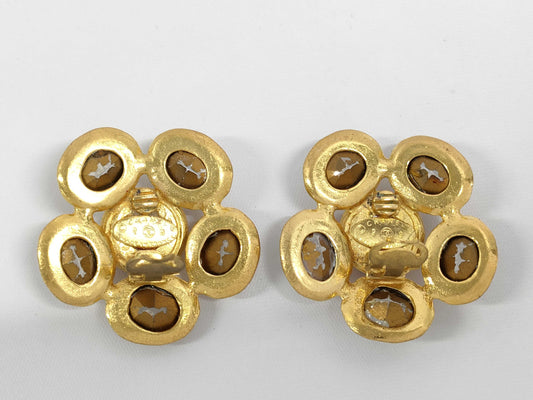 CHANEL Rhinestone and Color Stone Earrings with Comments