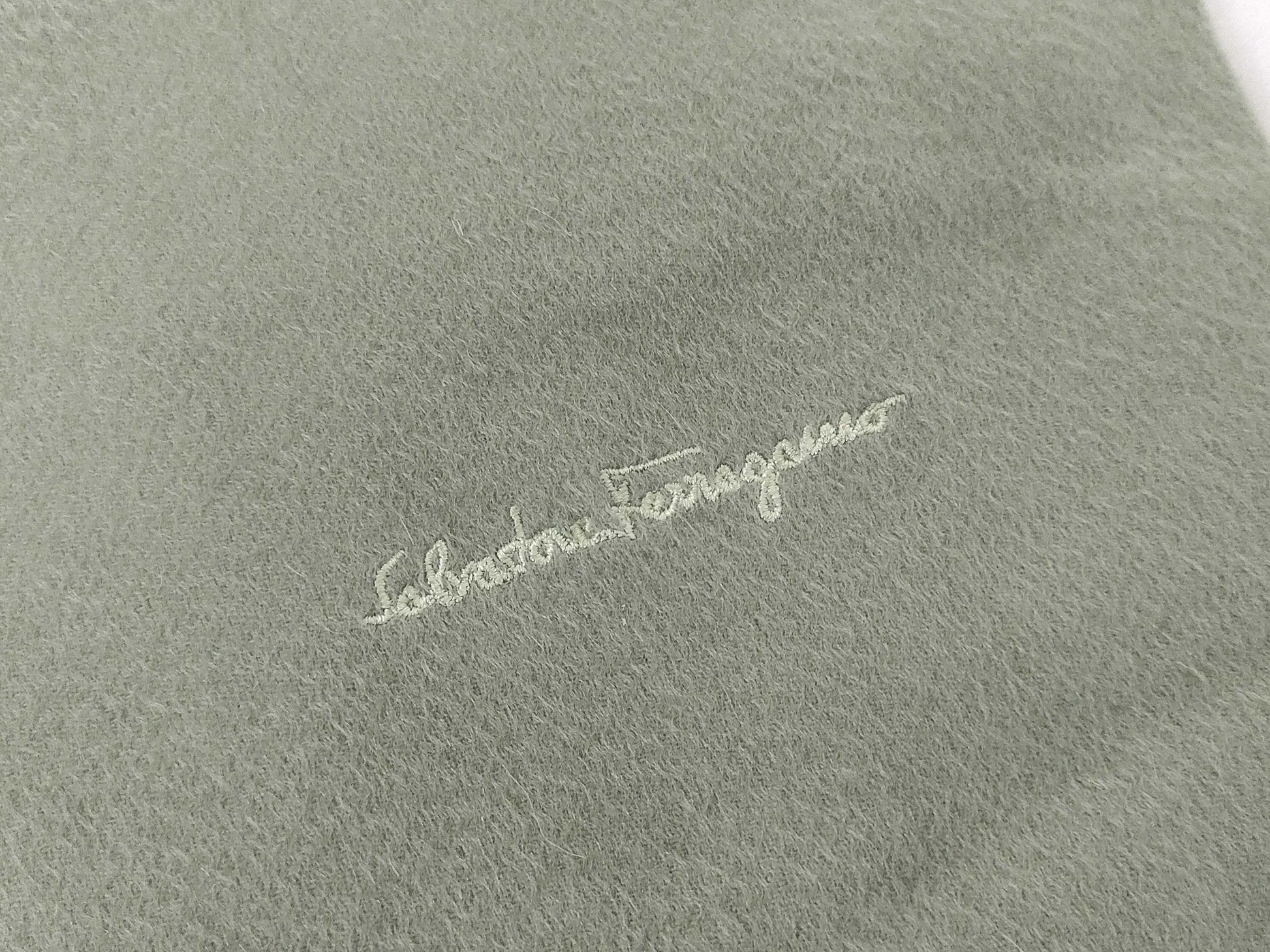 Salvatore Ferragamo 100% Cashmere Scarf with Embroidered Logo