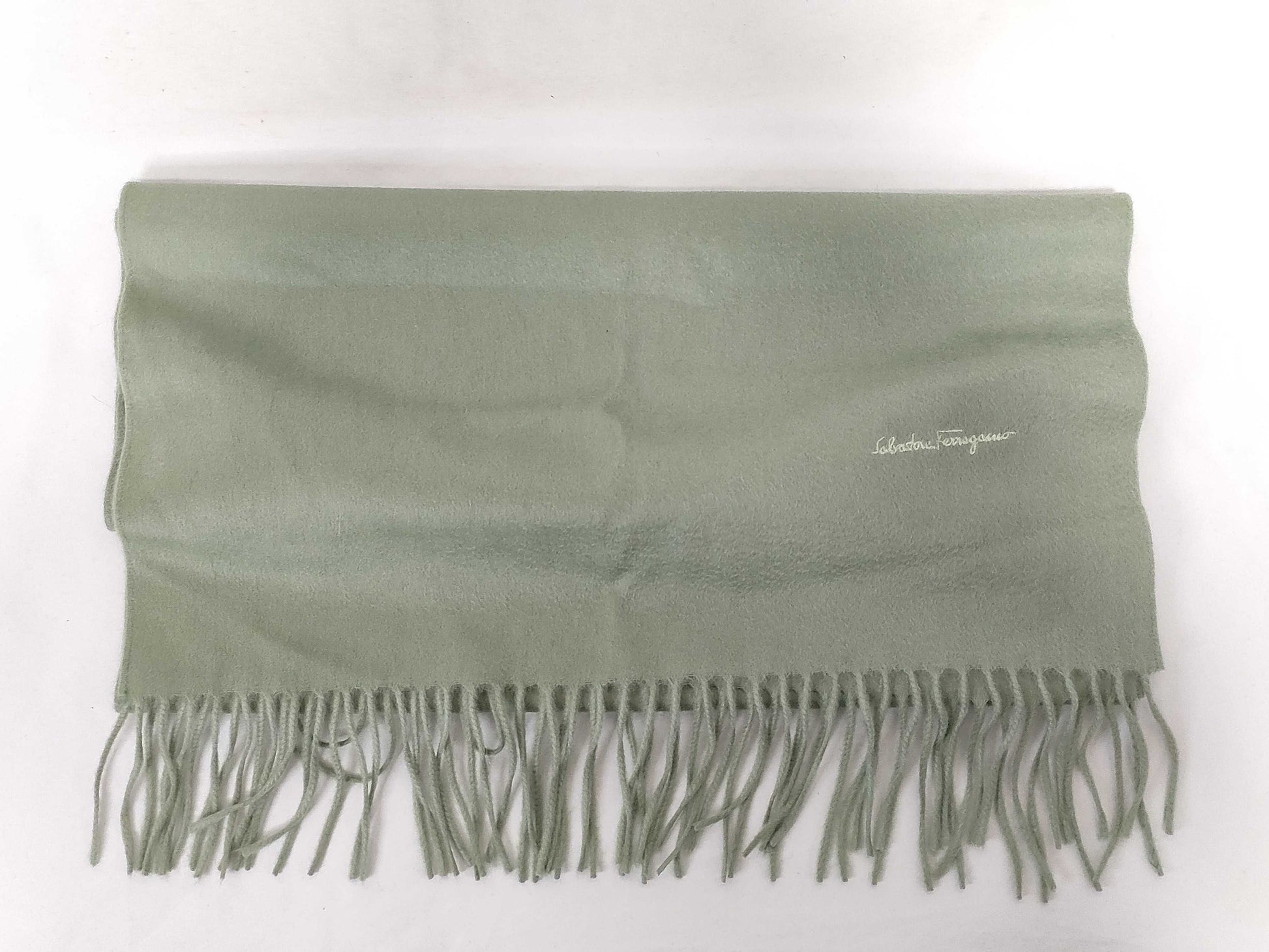 Salvatore Ferragamo 100% Cashmere Scarf with Embroidered Logo