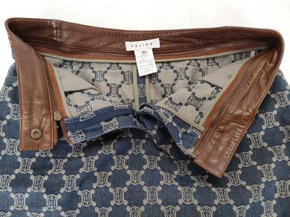 CELINE Paris Macadam Leather Piping Skirt